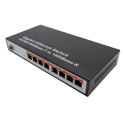 10/100/1000M 8-portowy port Rj45 + 1 SFP Konwerter mediów z przełącznikiem światłowodowym Ethernet