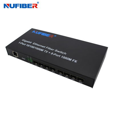 10/100/1000M 8-portowy port SFP + 1 port Rj45 Światłowodowy przełącznik Ethernet Konwerter mediów