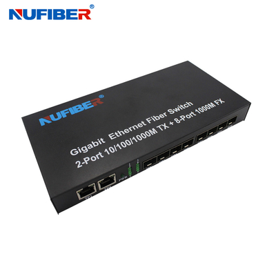 10/100/1000M 8-portowy port SFP + 2 Rj45 Przełącznik światłowodowy Ethernet Konwerter mediów