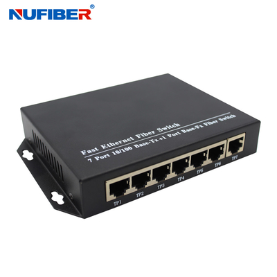 7-portowy przełącznik światłowodowy Ethernet RJ45 w trybie pojedynczym, odległość 20 km