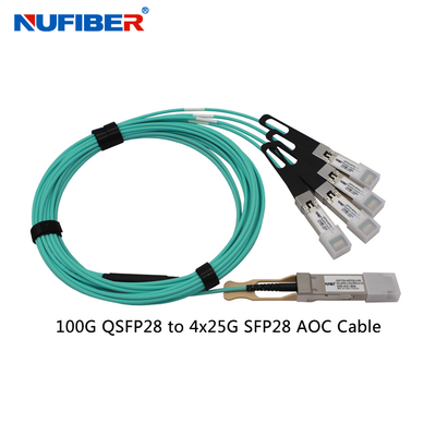 Wysokiej jakości kabel 100G QSFP28 AOC 10m 33ft aktywny optyczny QSFP28 do 4x SFP28