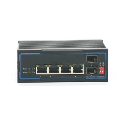Zarządzalny przełącznik przemysłowy z portem 4*10/100/1000M UTP+2*1000M SFP na szynę DIN, obsługą RSTP, sieci pierścieniowej