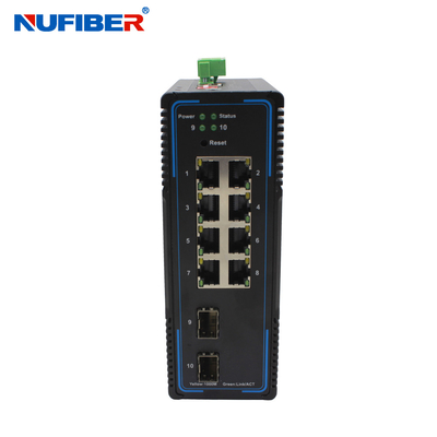 Przemysłowy zarządzalny przełącznik Ethernet 8 UTP 2 gniazda SFP do montażu na szynie DIN 24V