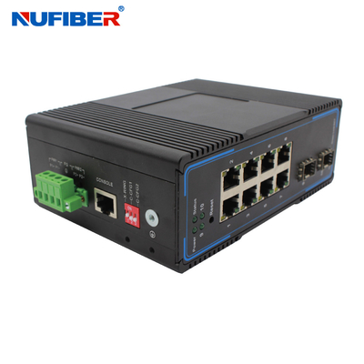 Przemysłowy zarządzalny przełącznik Ethernet 8 UTP 2 gniazda SFP do montażu na szynie DIN 24V
