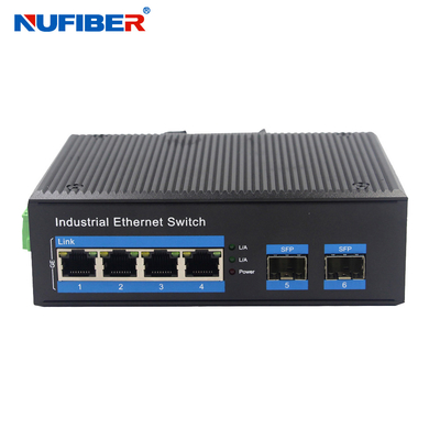 Wysokiej jakości OEM Industrial POE SFP Ethernet Switch 2*1.25G SFP do 4*10/100/1000M RJ45 Port Din Rail Switch