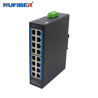 Industrial POE Ethernet Switch 16 10/100M POE Port Network Data Converter Din Rail Mount DC48V