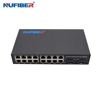 OEM 16 portów UTP Gigabit 2 portów SFP 10/100/1000Base-T 16 portów do 2*1.25G modułu SFP Przełącznik Ethernet światłowodowy
