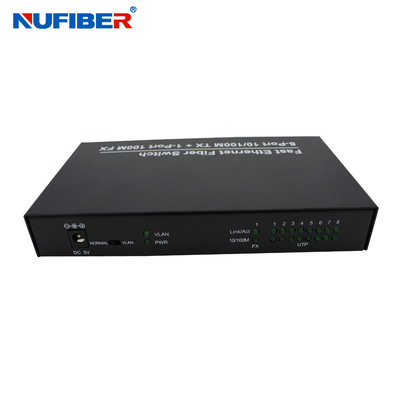 FCC Jednomodowy przełącznik światłowodowy Ethernet DC5V 2A 8 Przełącznik portów Rj45