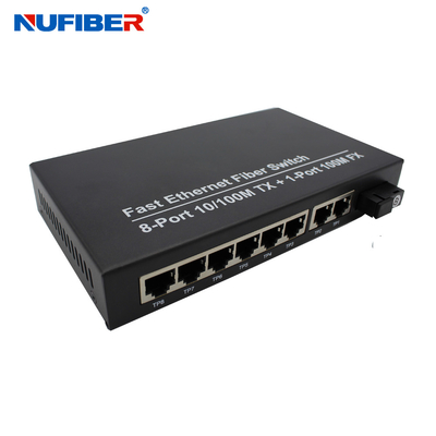 FCC Jednomodowy przełącznik światłowodowy Ethernet DC5V 2A 8 Przełącznik portów Rj45