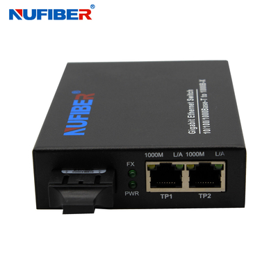 10/100/1000M 2-portowy port światłowodowy Rj45 + 1 podwójny włókno SM 1310nm 20km SC światłowodowy konwerter mediów Ethernet