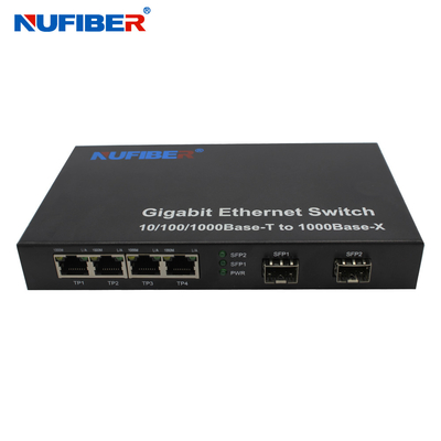 10/100/1000M 4-portowy port Rj45 + 2 SFP Przełącznik światłowodowy Ethernet Konwerter mediów