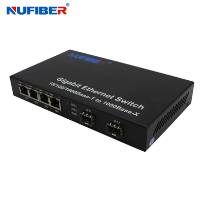 10/100/1000M 4-portowy port Rj45 + 2 SFP Przełącznik światłowodowy Ethernet Konwerter mediów