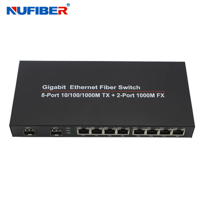 10/100/1000M 8-portowy port Rj45 + 2 SFP Przełącznik światłowodowy Ethernet Konwerter mediów