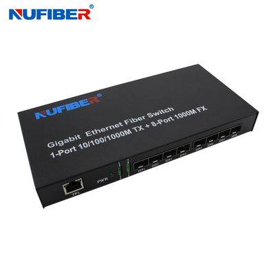 10/100/1000M 8-portowy port SFP + 1 port Rj45 Światłowodowy przełącznik Ethernet Konwerter mediów