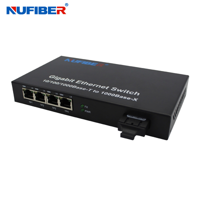 1000M 4-portowy port światłowodowy Rj45 + 1 z przełącznikiem światłowodowym SM Dual fiber SC 1310nm Ethernet